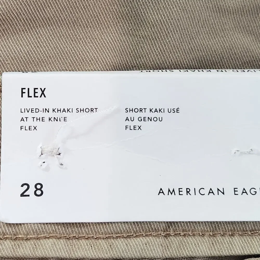 NWT American Eagle Flex Tan Khaki Lived in Raw Hem Distressed Shorts Men's 28